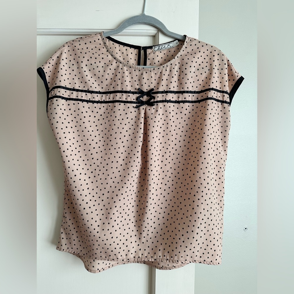 Chloe K. Sm Polka Dot Top Blouse W Bows